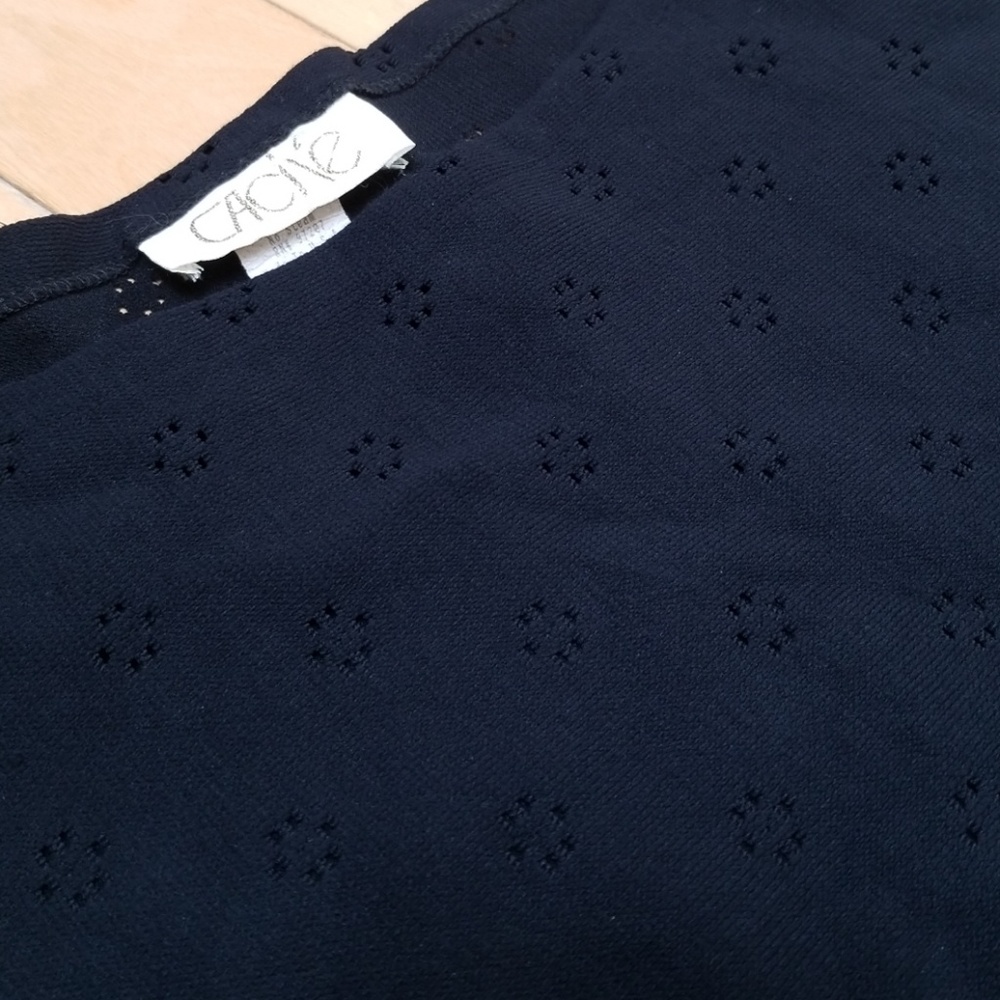 Cache Black Eyelet 3/4 Sleeve Top Size Medium - image 1